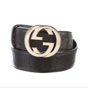 Gucci Signature Logo Leather Belt Size 100